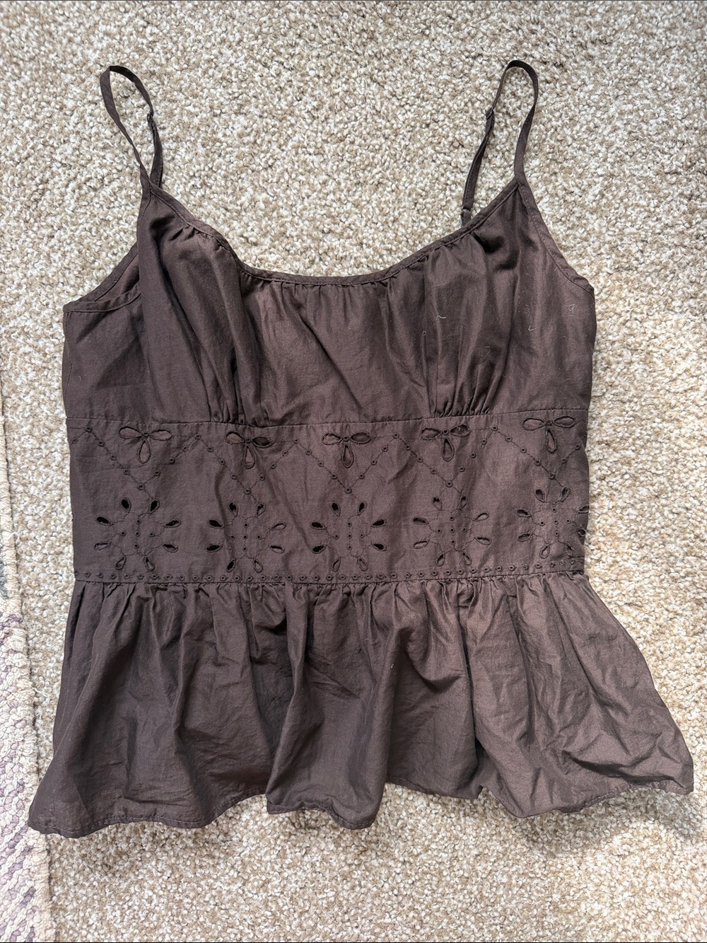 LOFT Brown Eyelet Tank Top